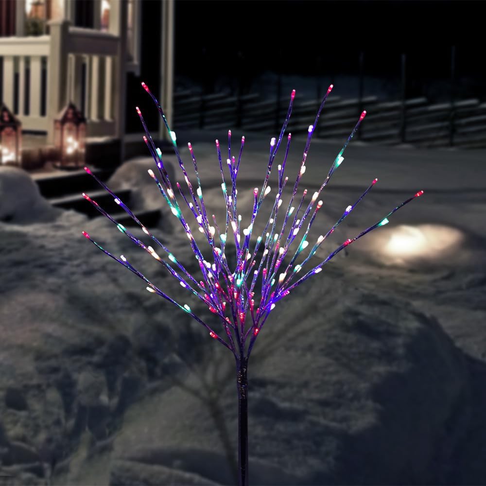 Alpine Corporation 39" Tall Metallic Foil Tree Stake with 140 Multicolor LED Lights, Plug-in Indoor/Outdoor