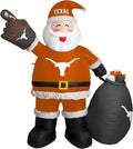 Logo Brands NCAA Texas Longhorns 7 Ft Yard Inflatable Santa Claus - Easy Inflation with 12V Blower, LED