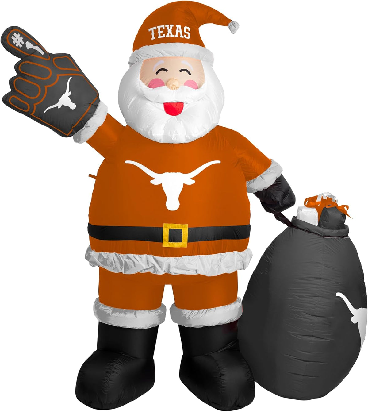 Logo Brands NCAA Texas Longhorns 7 Ft Yard Inflatable Santa Claus - Easy Inflation with 12V Blower, LED