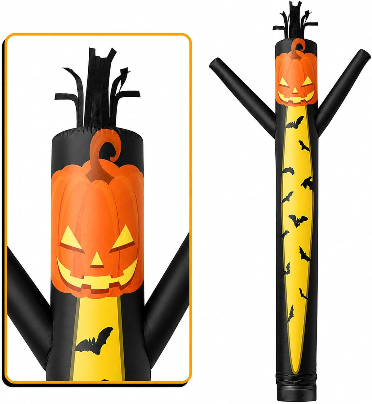GOODENY 20FT Tall Pumpkin Inflatable Tube Man (18''Diameter) Wacky Wavy Dancing Guy for Outdoor Decoration