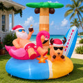 6.8FT Christmas in July Inflatable Santa on Flamingo Float, Hawaiian Beach Santa Blow Up Yard Decoration with