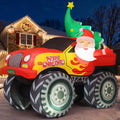 COMIN 7.2 FT Long Christmas Inflatables Monster Truck Outdoor Decorations Santa Claus Blow Up with Christmas