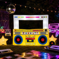6x5Ft Inflatable Retro Boombox Prop, Built‑in LED Light for Disco Party / Durable Polyester Fabric, Quick