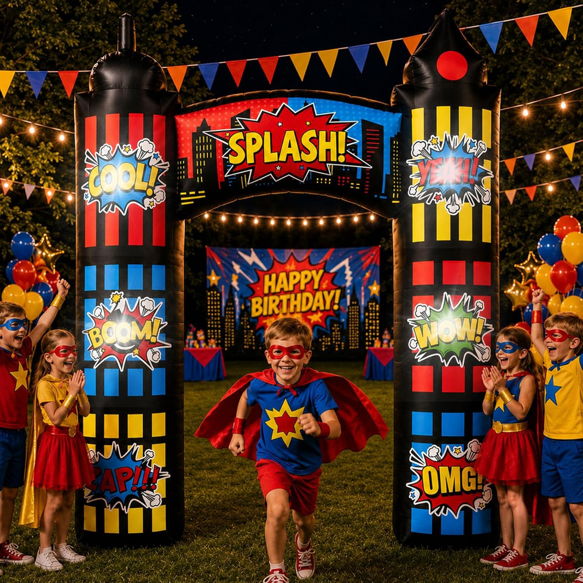 9ft Giant Inflatable Archway Hero Comic Themed Party Decorations Halloween / Cityscape Skyline Building