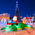 Shappy 6ft Christmas Inflatable Crocodile Santa Lighted LED Yard Decor / Large Blow up Alligator for Outdoor