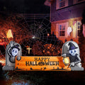 10FT Large Halloween Inflatable Decorations Skeleton Tombstone Banner, Build-in LED Lights Holiday Blow Up