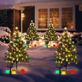 ILLUMINEW Mini Christmas Tree Solar Lights, Outdoor Decorations, 4 Pack / Warm White Glow, Green Tree, 30