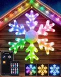 32" Smart LED Snowflake Christmas Lights Outdoor, App Control DIY Colors / Big Folding Plug in Window Hanging