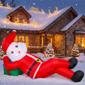 Hollowfly 12ft Christmas Inflatable Santa, Lighted Outdoor Yard Decor / Giant Blow up Lying Santa with Built