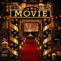 10ft Movie Night Inflatable Arch Decoration Blow Up Arch Kit with LED Light / Halloween Birthday Graduation