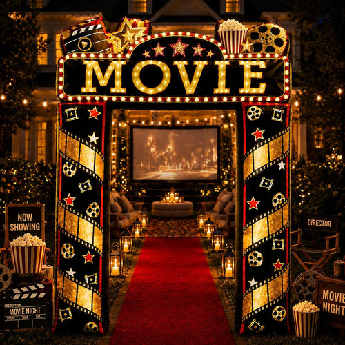 10ft Movie Night Inflatable Arch Decoration Blow Up Arch Kit with LED Light / Halloween Birthday Graduation