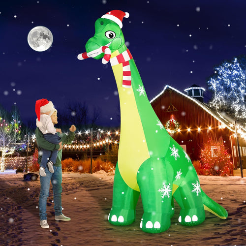 13FT Giant Dinosaur Christmas Inflatable Decorations, Built-in LED Lights, Strong Blower Huge Blow Up Yard
