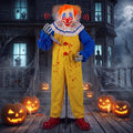 Soulchen 5.6 ft Halloween Animatronic Clown, Lifesize Prop Sound Activated / Glowing Eyes Moving Arms Sound