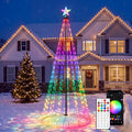 JOYIN 8FT RGB Cone Christmas Tree Lights with APP Multicolor Lighted Outdoor Decor, Plastic Iron Frame, 16M